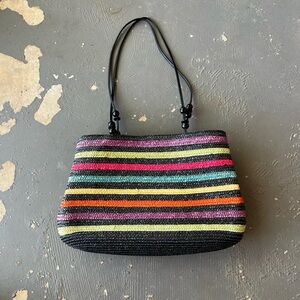 Multicolor Striped Straw Bag